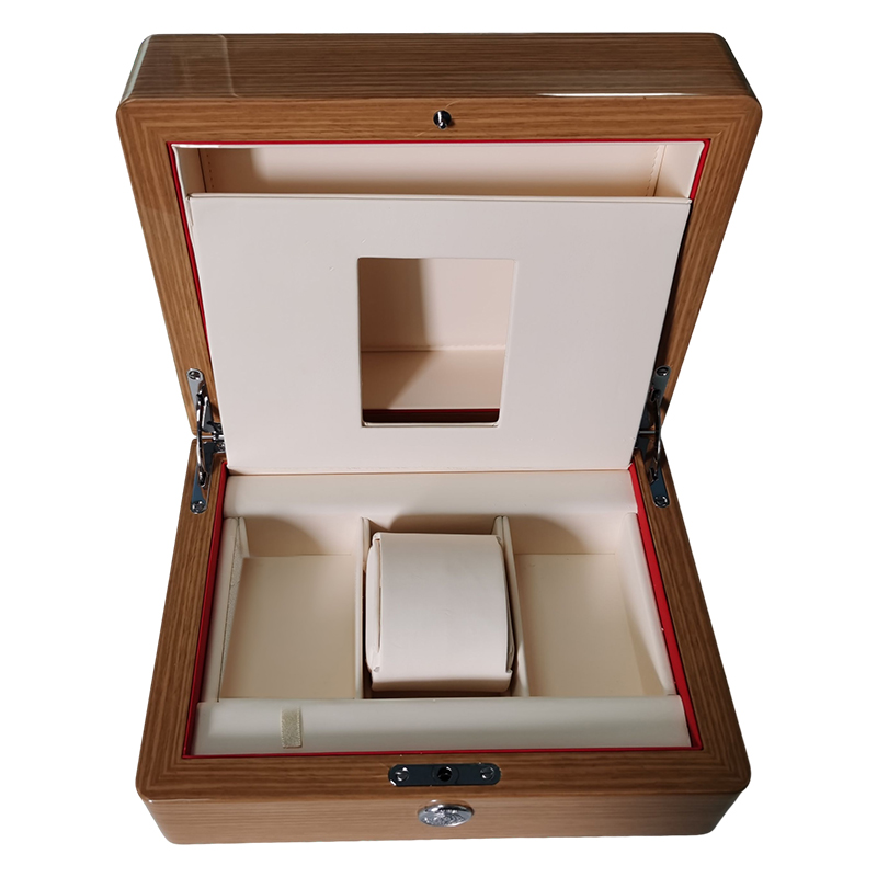 Single Wooden Watch Box with 2 Storage compartment for accessories